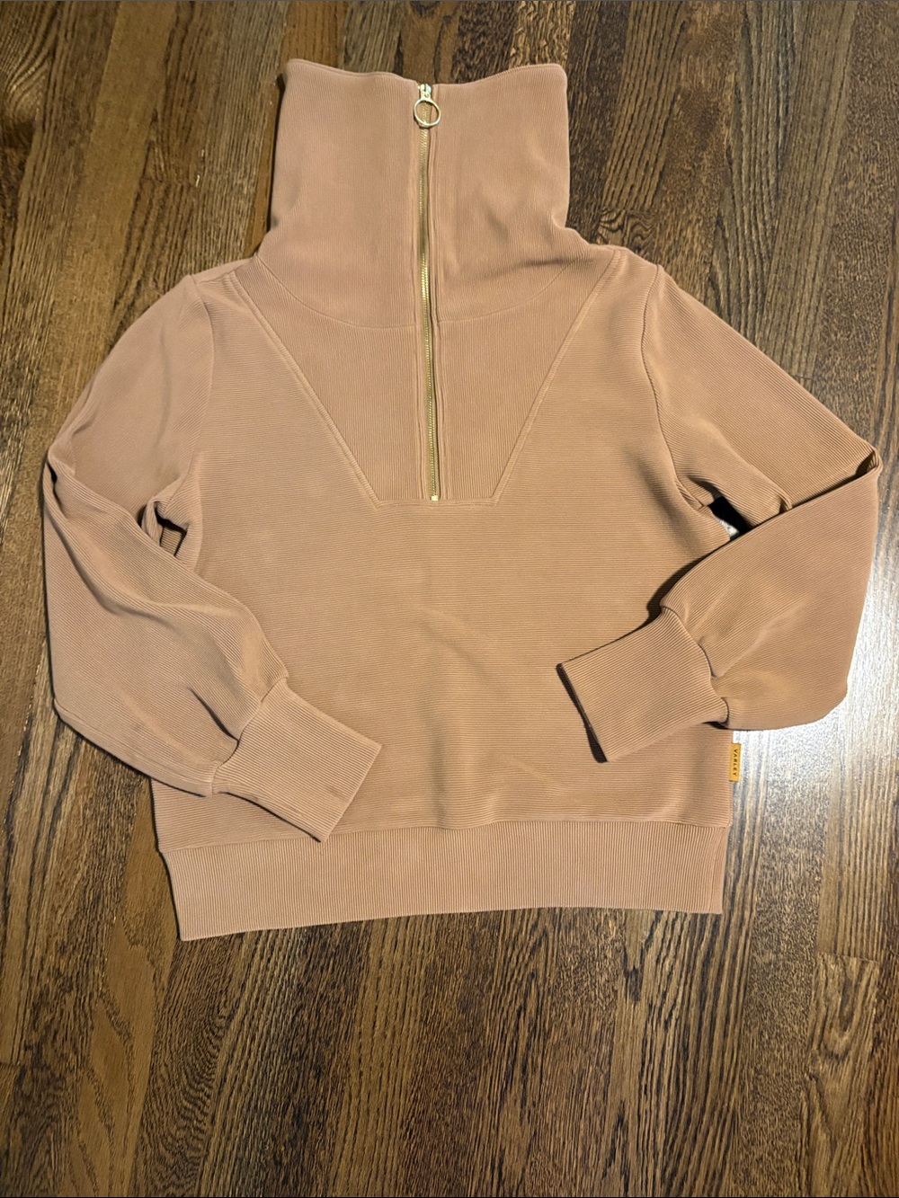 Varley High Funnel Half-Zip Sweater in Tan